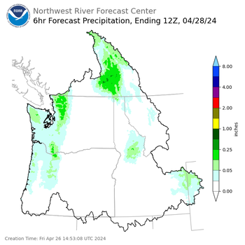 Day 2 (Saturday): 6 Hourly Precipitation Forecast  ending Sunday, April 28 at 5 am PDT