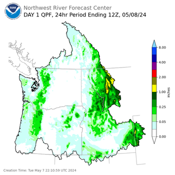 Day 1 (Tuesday): Precipitation Forecast ending Wednesday, May 8 at 5 am PDT