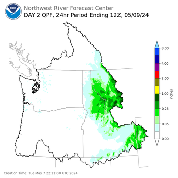 Day 2 (Wednesday): Precipitation Forecast ending Thursday, May 9 at 5 am PDT