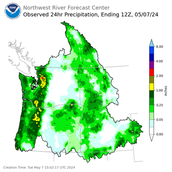 Observed Precipitation ending Tuesday, May 7 at 5 am PDT