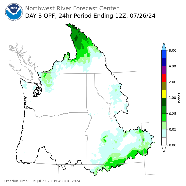 Day 3 (Thursday): Precipitation Forecast ending Friday, July 26 at 5 am PDT