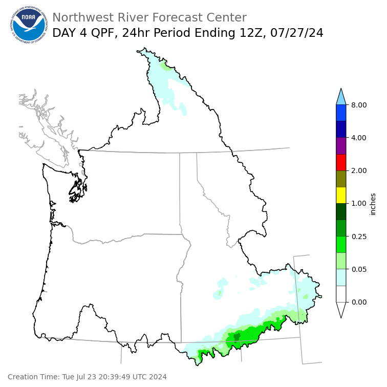 Day 4 (Friday): Precipitation Forecast ending Saturday, July 27 at 5 am PDT