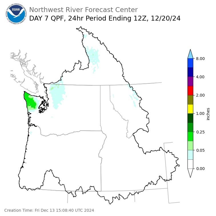 Day 7 (Thursday): Precipitation Forecast ending Friday, December 20 at 4 am PST