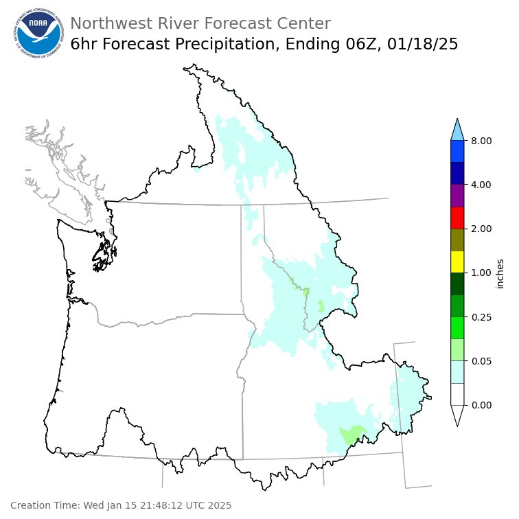 Day 3 (Friday): 6 Hourly Precipitation Forecast  ending Friday, January 17 at 10 pm PST