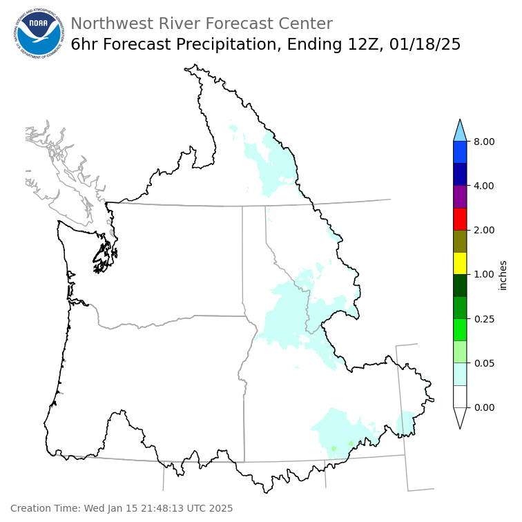 Day 3 (Friday): 6 Hourly Precipitation Forecast  ending Saturday, January 18 at 4 am PST