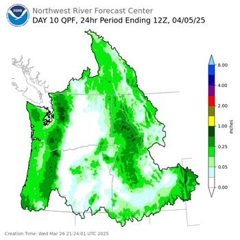 Day 10 (Friday): Precipitation Forecast ending Saturday, April 5 at 5 am PDT