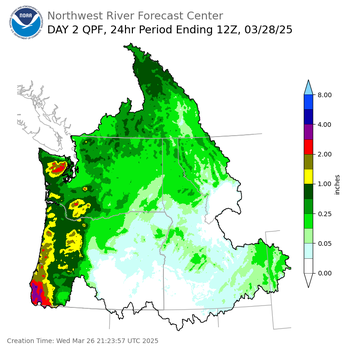 Day 2 (Thursday): Precipitation Forecast ending Friday, March 28 at 5 am PDT