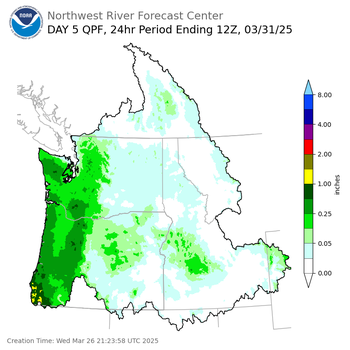 Day 5 (Sunday): Precipitation Forecast ending Monday, March 31 at 5 am PDT