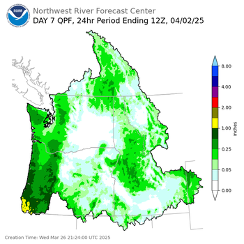 Day 7 (Tuesday): Precipitation Forecast ending Wednesday, April 2 at 5 am PDT