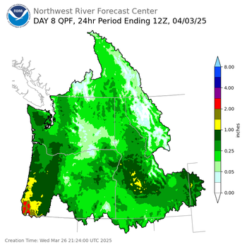 Day 8 (Wednesday): Precipitation Forecast ending Thursday, April 3 at 5 am PDT