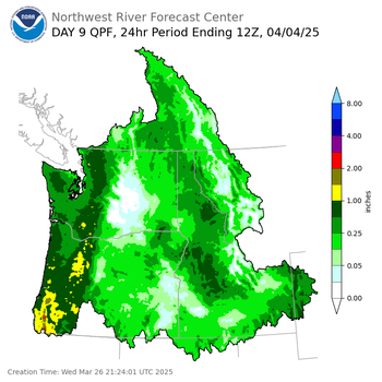 Day 9 (Thursday): Precipitation Forecast ending Friday, April 4 at 5 am PDT