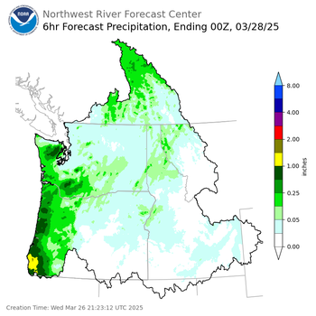 Day 2 (Thursday): 6 Hourly Precipitation Forecast  ending Thursday, March 27 at 5 pm PDT