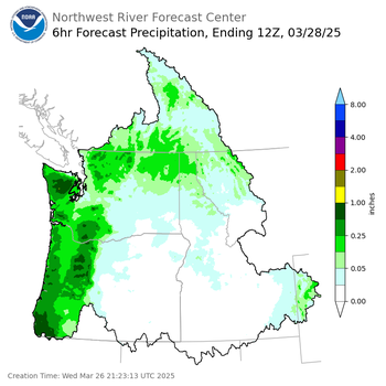 Day 2 (Thursday): 6 Hourly Precipitation Forecast  ending Friday, March 28 at 5 am PDT