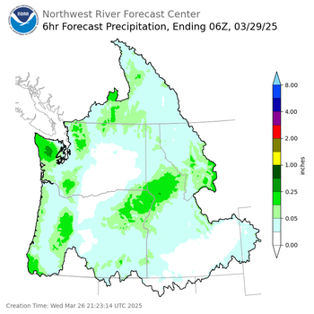 Day 3 (Friday): 6 Hourly Precipitation Forecast  ending Friday, March 28 at 11 pm PDT