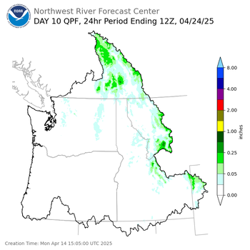 Day 10 (Wednesday): QPF Forecast  ending Thursday, April 24 at 5 am PDT