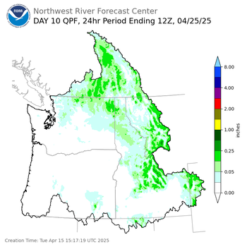 Day 10 (Thursday): QPF Forecast  ending Friday, April 25 at 5 am PDT