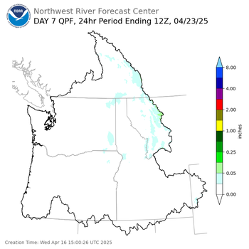 Day 7 (Tuesday): QPF Forecast  ending Wednesday, April 23 at 5 am PDT
