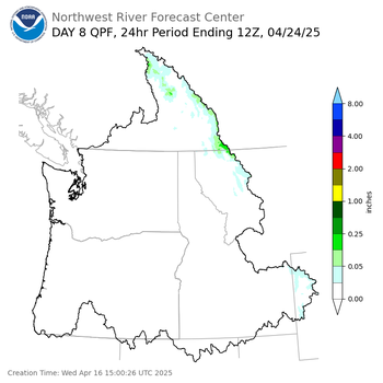 Day 8 (Wednesday): QPF Forecast  ending Thursday, April 24 at 5 am PDT