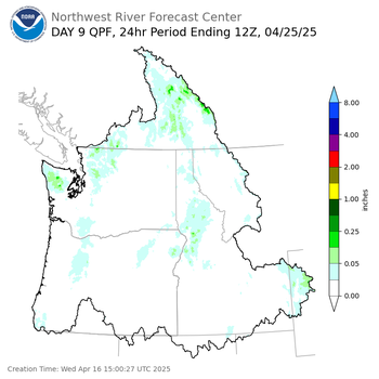 Day 9 (Thursday): QPF Forecast  ending Friday, April 25 at 5 am PDT