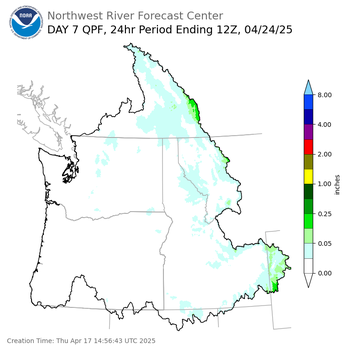 Day 7 (Wednesday): QPF Forecast  ending Thursday, April 24 at 5 am PDT