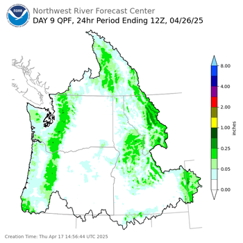Day 9 (Friday): QPF Forecast  ending Saturday, April 26 at 5 am PDT
