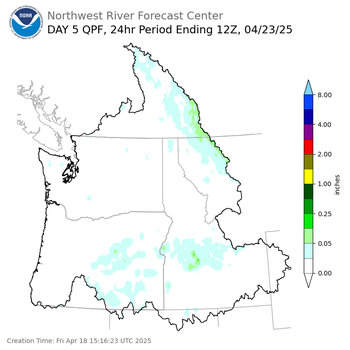 Day 5 (Tuesday): QPF Forecast  ending Wednesday, April 23 at 5 am PDT