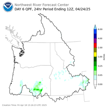 Day 6 (Wednesday): QPF Forecast  ending Thursday, April 24 at 5 am PDT