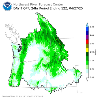 Day 9 (Saturday): QPF Forecast  ending Sunday, April 27 at 5 am PDT