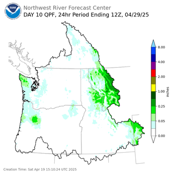 Day 10 (Monday): QPF Forecast  ending Tuesday, April 29 at 5 am PDT