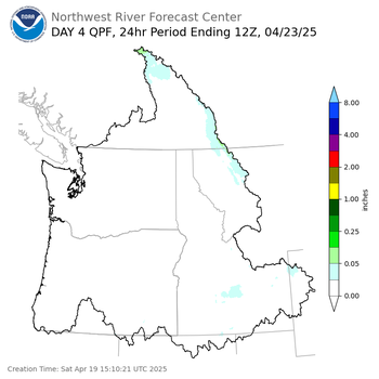 Day 4 (Tuesday): QPF Forecast  ending Wednesday, April 23 at 5 am PDT