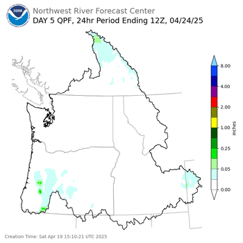 Day 5 (Wednesday): QPF Forecast  ending Thursday, April 24 at 5 am PDT