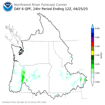 Day 6 (Thursday): QPF Forecast  ending Friday, April 25 at 5 am PDT