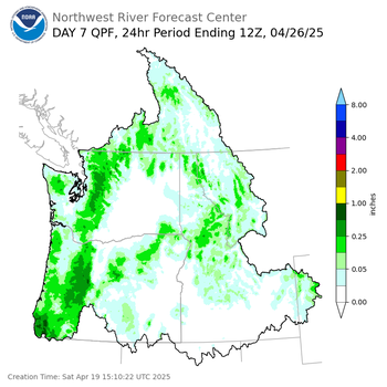 Day 7 (Friday): QPF Forecast  ending Saturday, April 26 at 5 am PDT