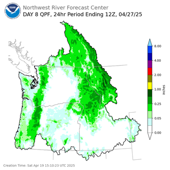Day 8 (Saturday): QPF Forecast  ending Sunday, April 27 at 5 am PDT