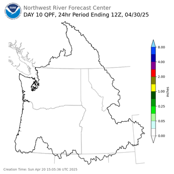 Day 10 (Tuesday): QPF Forecast  ending Wednesday, April 30 at 5 am PDT