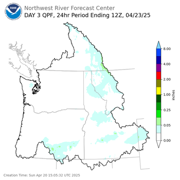 Day 3 (Tuesday): QPF Forecast  ending Wednesday, April 23 at 5 am PDT