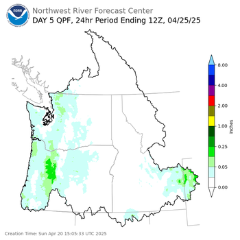 Day 5 (Thursday): QPF Forecast  ending Friday, April 25 at 5 am PDT