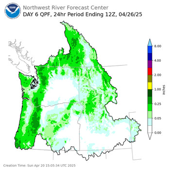 Day 6 (Friday): QPF Forecast  ending Saturday, April 26 at 5 am PDT