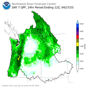 Day 7 (Saturday): QPF Forecast  ending Sunday, April 27 at 5 am PDT