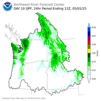 Day 10 (Wednesday): QPF Forecast  ending Thursday, May 1 at 5 am PDT