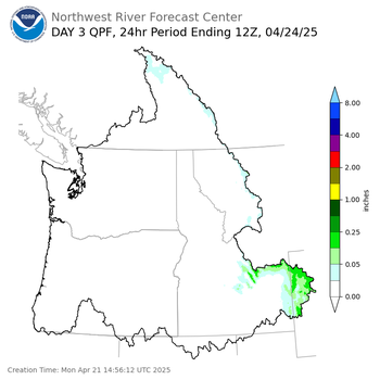 Day 3 (Wednesday): QPF Forecast  ending Thursday, April 24 at 5 am PDT