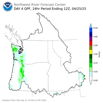 Day 4 (Thursday): QPF Forecast  ending Friday, April 25 at 5 am PDT