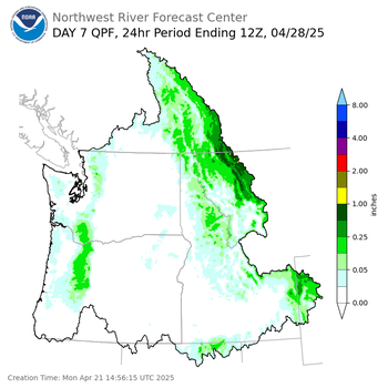 Day 7 (Sunday): QPF Forecast  ending Monday, April 28 at 5 am PDT