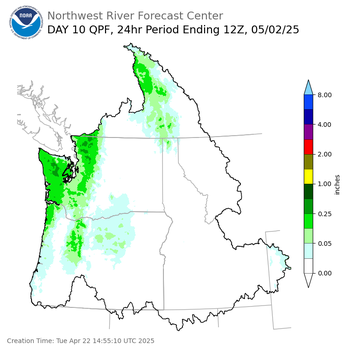 Day 10 (Thursday): QPF Forecast  ending Friday, May 2 at 5 am PDT