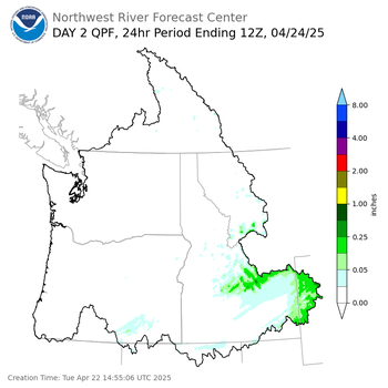 Day 2 (Wednesday): QPF Forecast  ending Thursday, April 24 at 5 am PDT