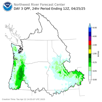 Day 3 (Thursday): QPF Forecast  ending Friday, April 25 at 5 am PDT