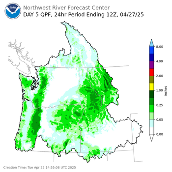Day 5 (Saturday): QPF Forecast  ending Sunday, April 27 at 5 am PDT