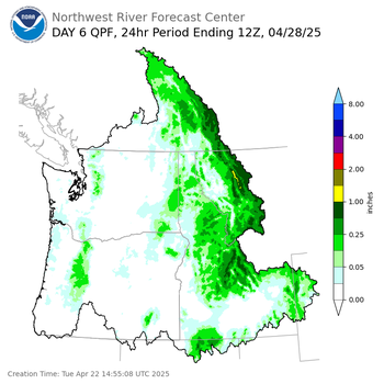 Day 6 (Sunday): QPF Forecast  ending Monday, April 28 at 5 am PDT