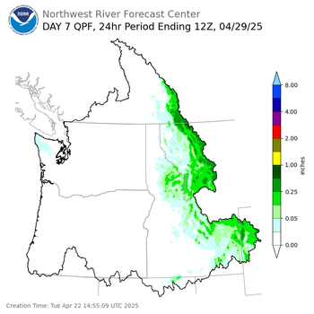 Day 7 (Monday): QPF Forecast  ending Tuesday, April 29 at 5 am PDT
