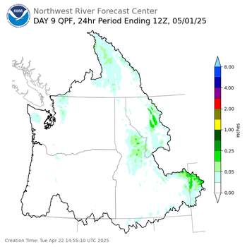 Day 9 (Wednesday): QPF Forecast  ending Thursday, May 1 at 5 am PDT